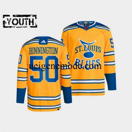Kinder St. Louis Blues Eishockey Trikot Jordan Binnington 50 Adidas 2022-2023 Reverse Retro Gelb Authentic